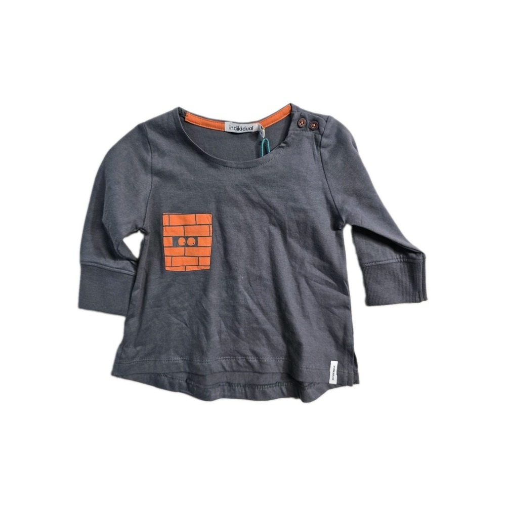 Indikidual Kids Baby Tshirt Long-Sleeve‎  6-12 Months  Organic NWT Gray